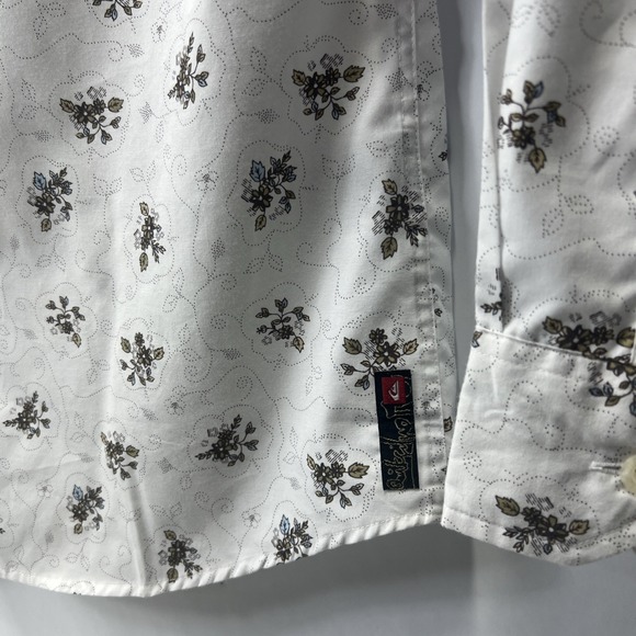 QUIKSILVER Hawaiian Men's Button-Up Long-Sleeve Shirt L White New With Tags - Picture 5 of 6
